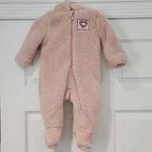 Old Navy Pink Plush Footie One Piece with Zipper
